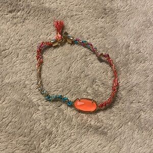 Kendra Scott Grayson Stretch Bracelet in the Gold Orange Banded Agate colorway